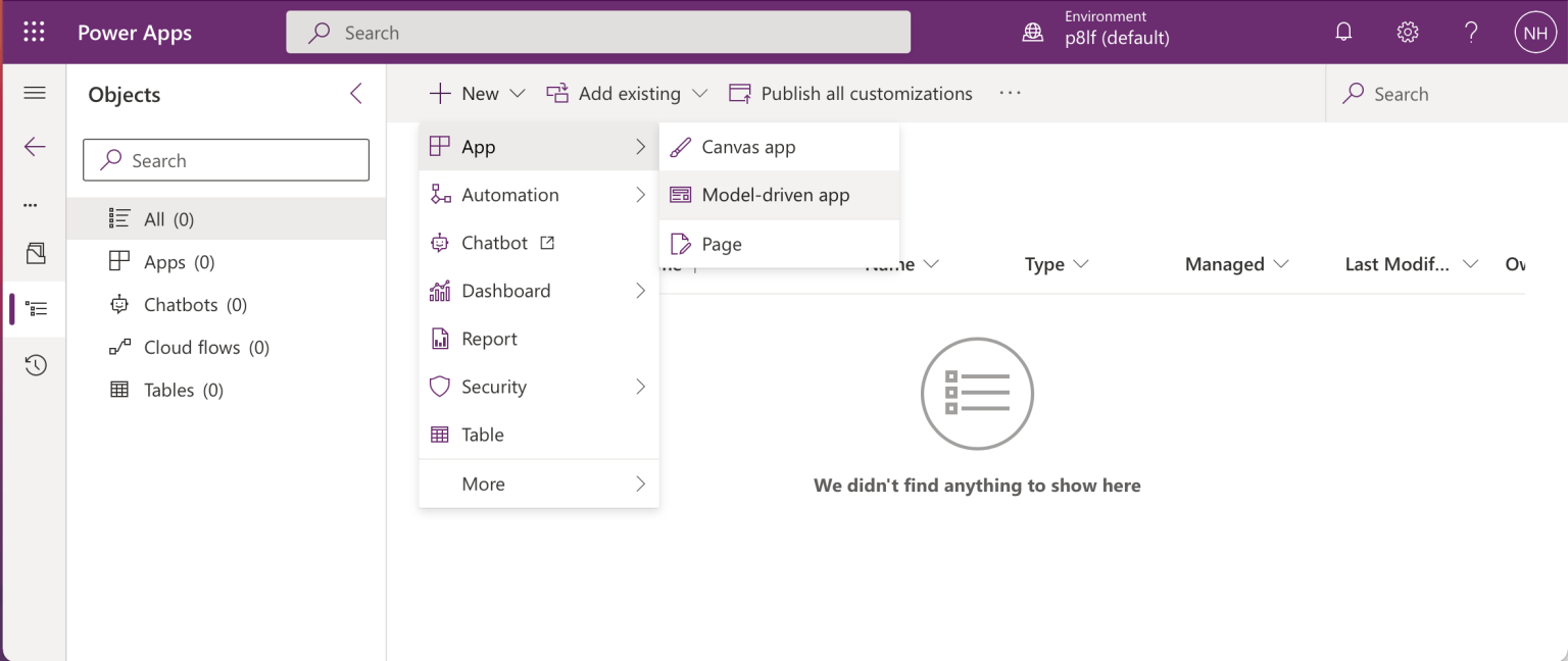 New model-drive app