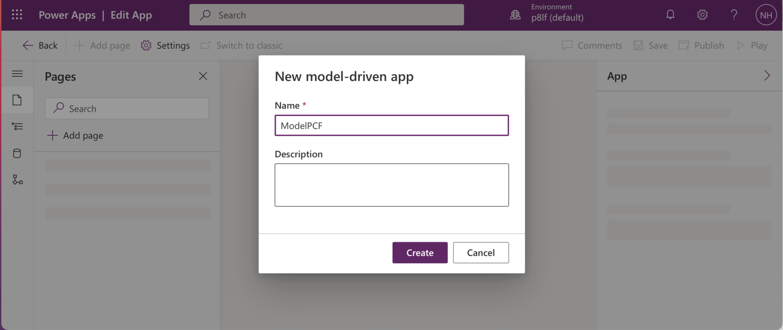 Name model driven app