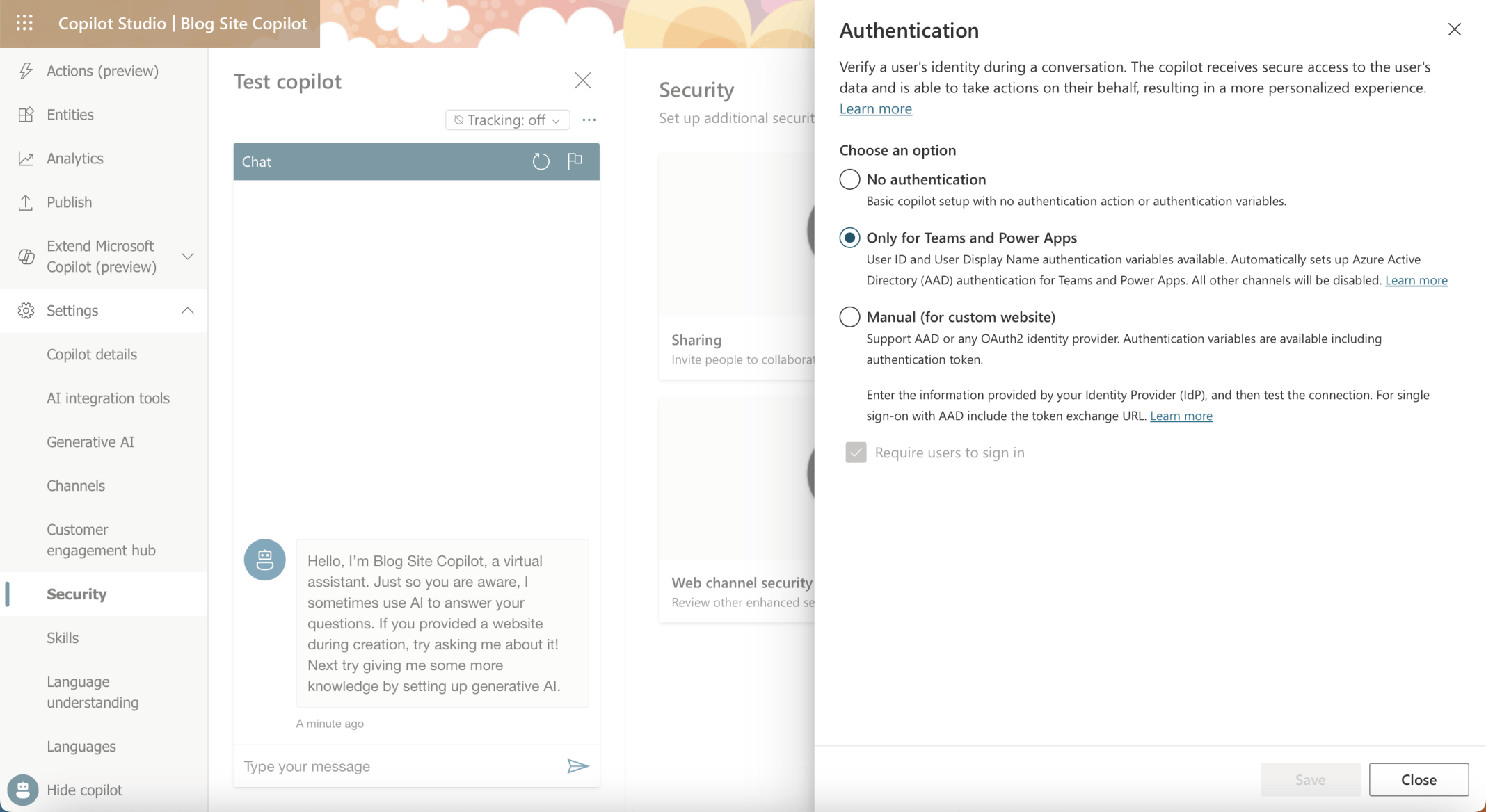 I clicked on the Authentication tile