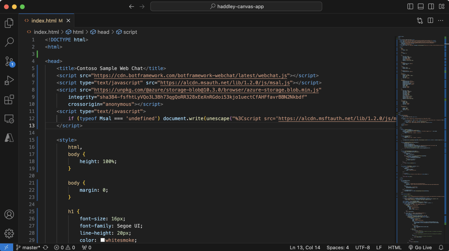 Code is from https://github.com/microsoft/CopilotStudioSamples/blob/master/BuildYourOwnCanvasSamples/3.single-sign-on/index.html