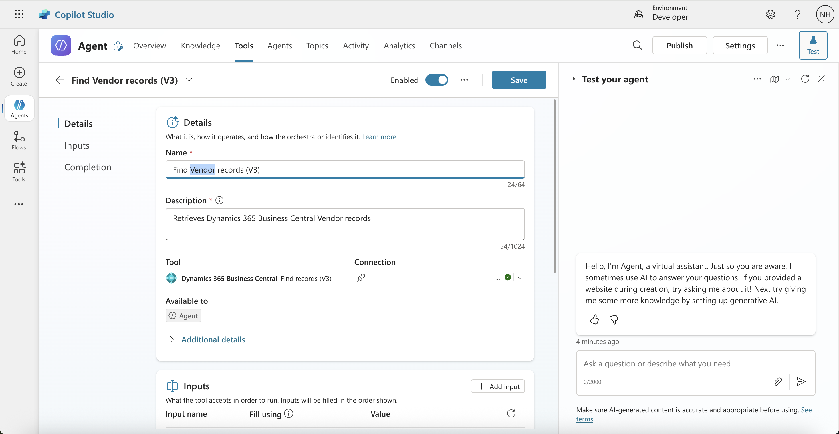 I updated the tool name to "Find Vendor records (V3)". I updated the default description