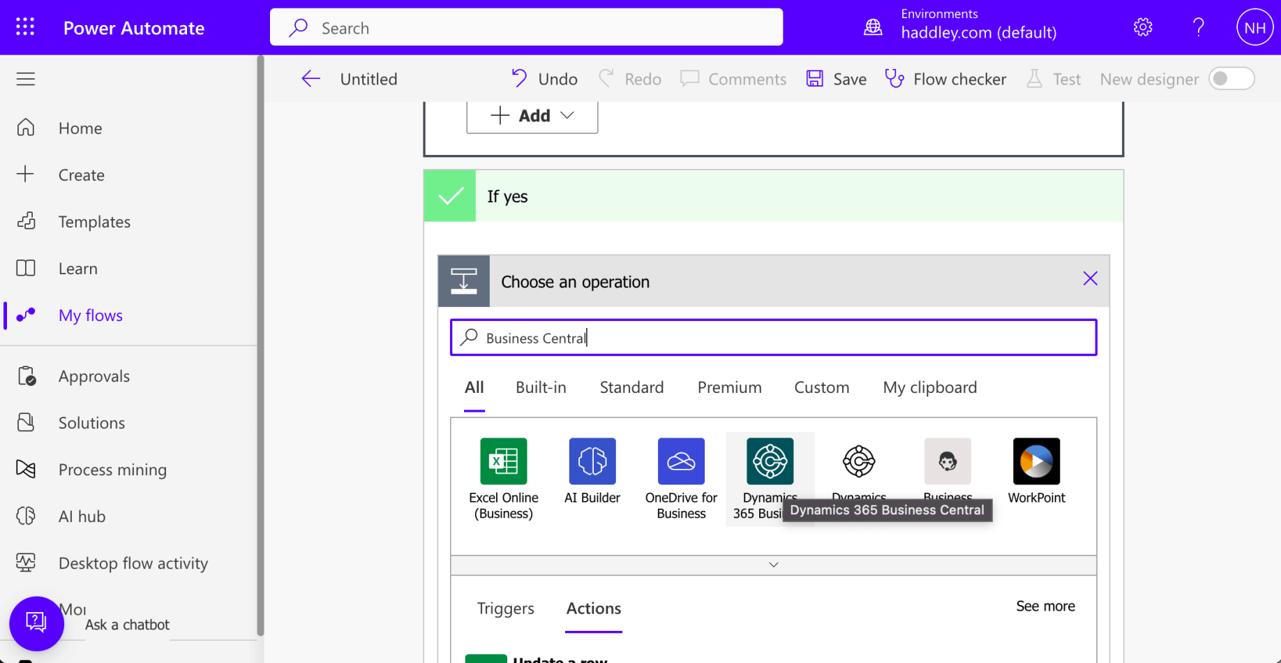 I selected the Dynamics 365 Business Central icon