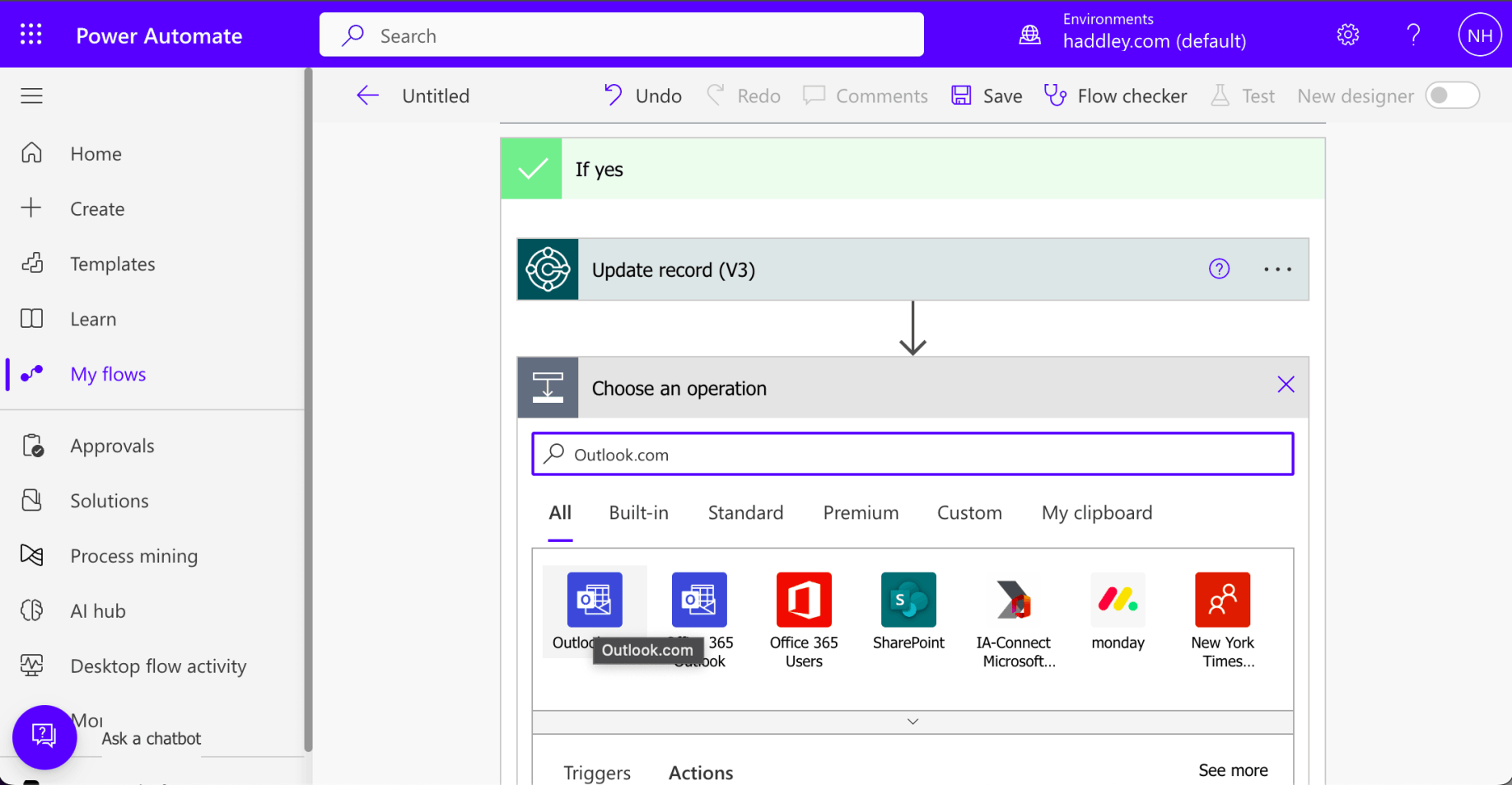 I selected the Outlook.com icon