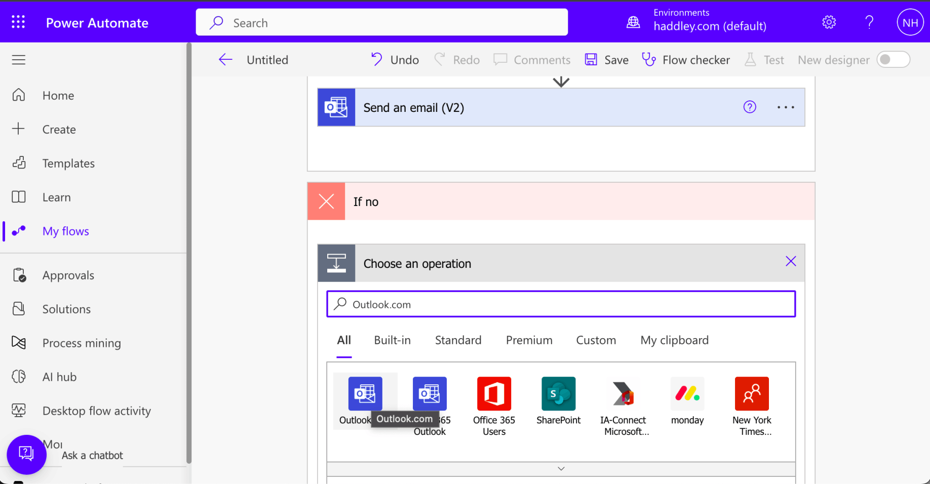 I selected the Outlook.com icon