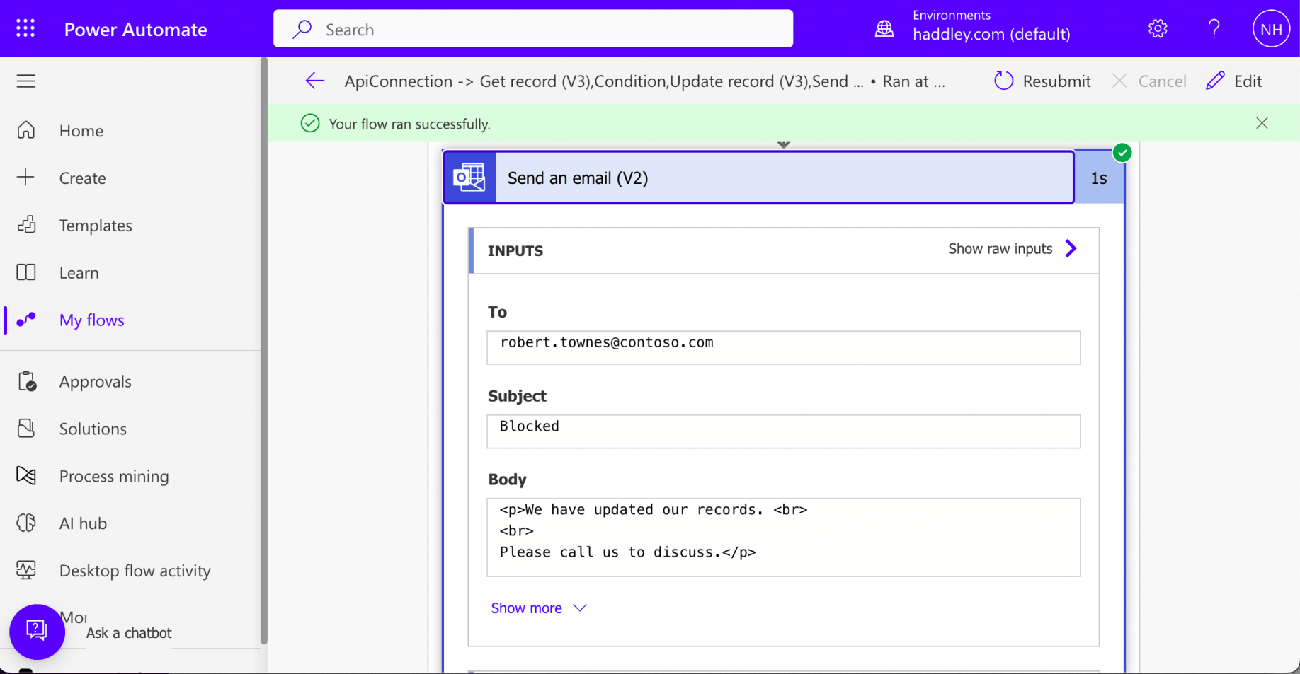 I reviewed the generated email