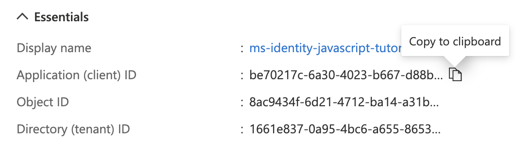 Copy the "Application (client) ID" value.