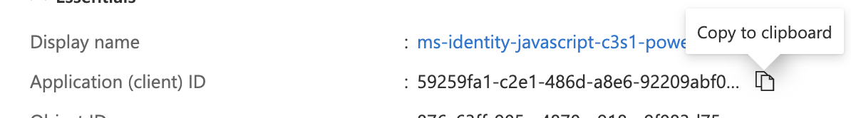 Copy the Application (client) ID