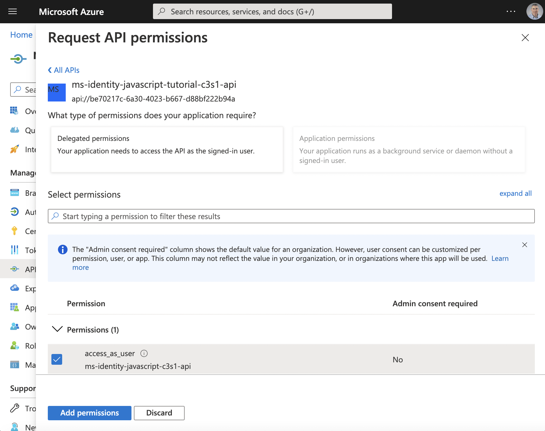 Click the access_as_user checkbox