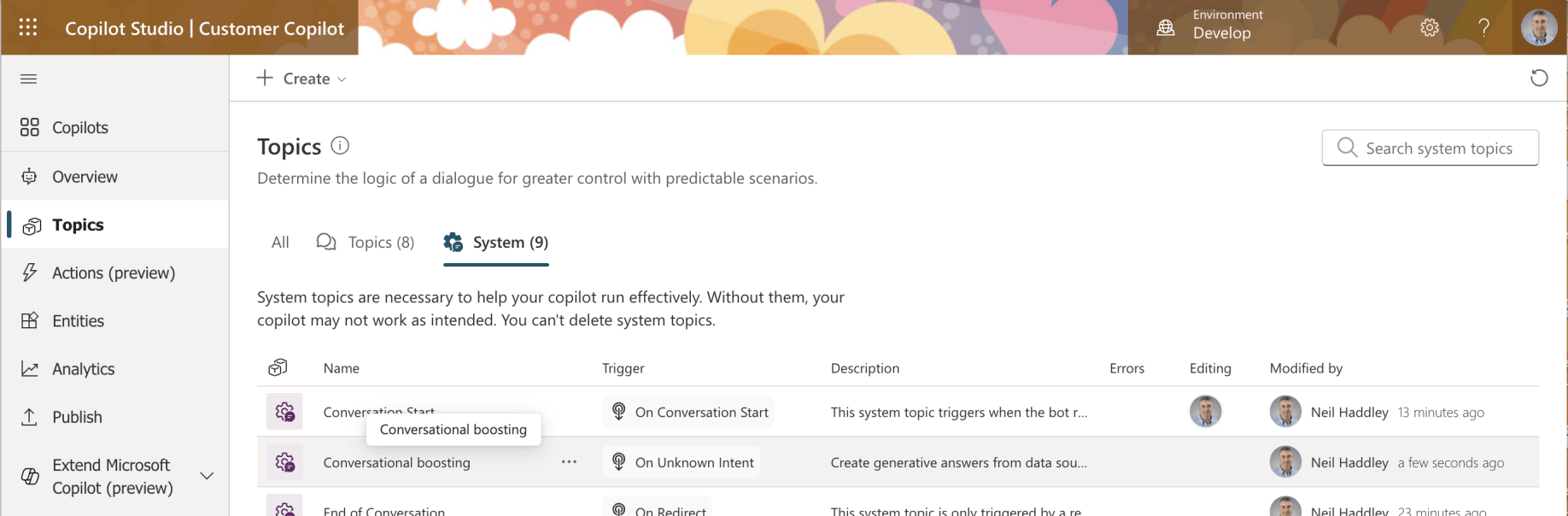 The Conversational boosting Topic was added