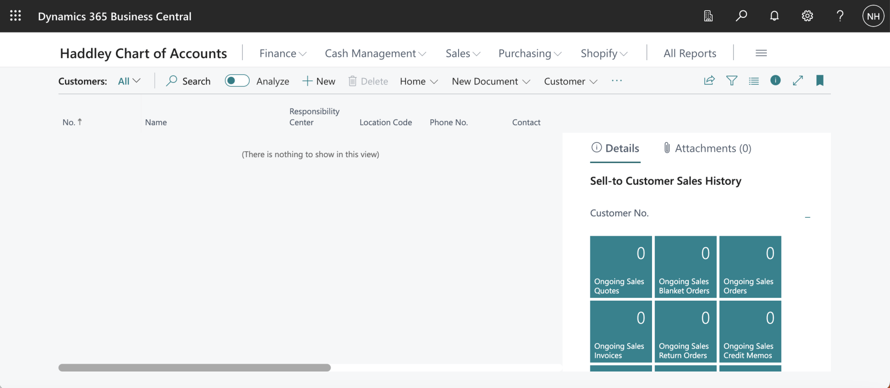 I used search to navigate to the Customer page. I used + New to create a new Customer