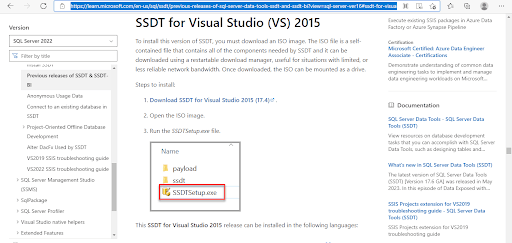 Previous releases of SQL Server Data Tools (SSDT) - SQL Server Data Tools (SSDT) | Microsoft Learnhttps://go.microsoft.com/fwlink/?linkid=2132817