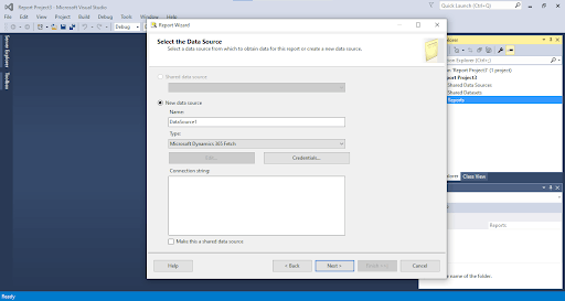 Microsoft Dynamics 365 FetchXML was the default data source typeI entered my https://XXX.crm.dynamics.com URL into the Connection string box and clicked the Next button