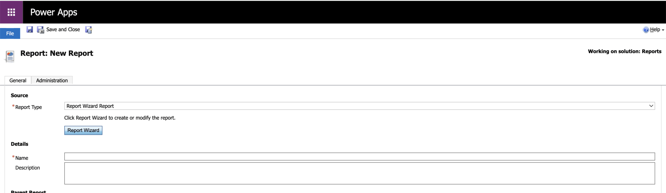 I clicked the Report Wizard button