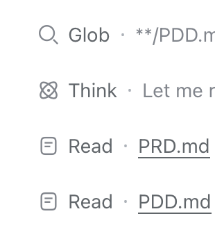 The agent globbed for the two documents and read both before writing a line of code