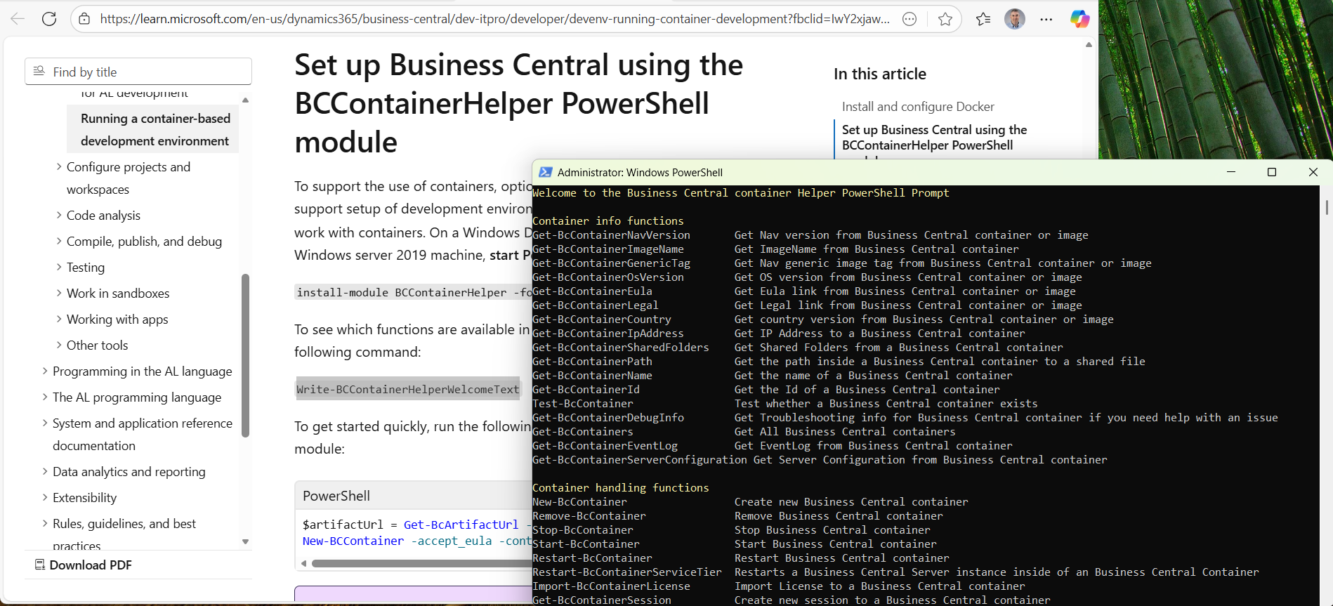 I ran Write-BCContainerHelperWelcomeText