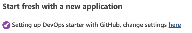 Click "here" to switch between GitHub actions and Azure DevOps