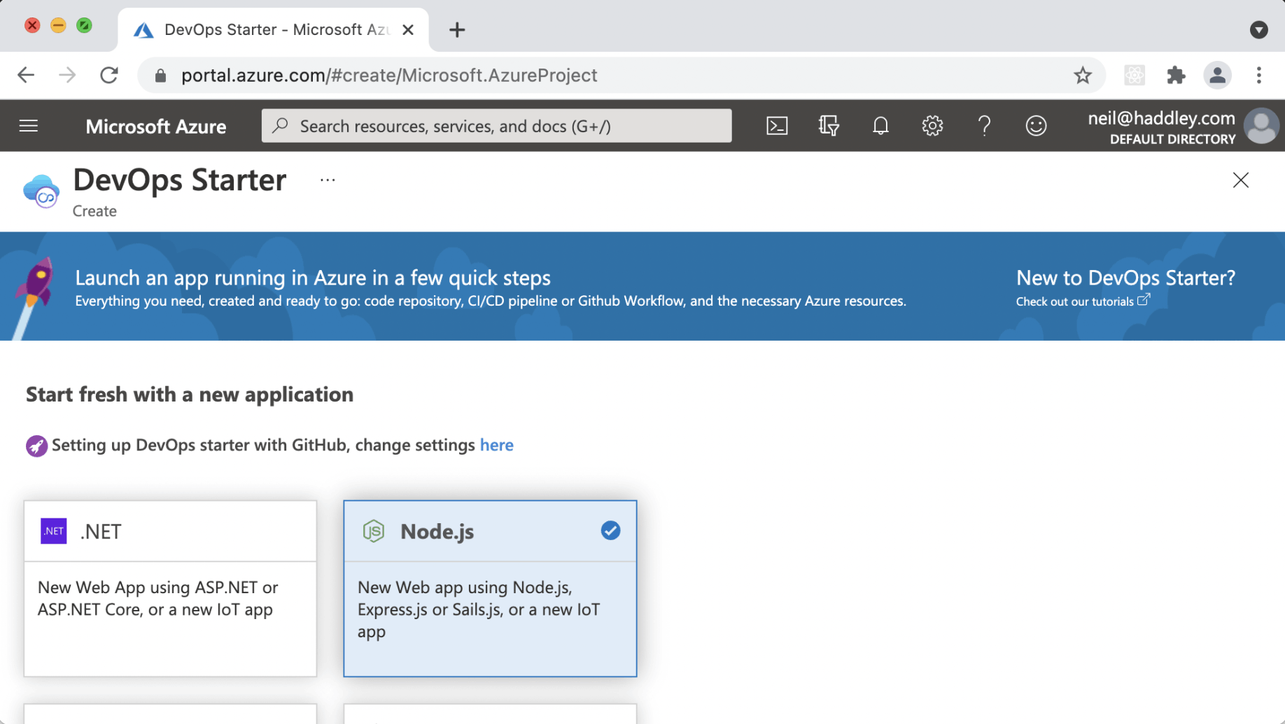 Create a Node app