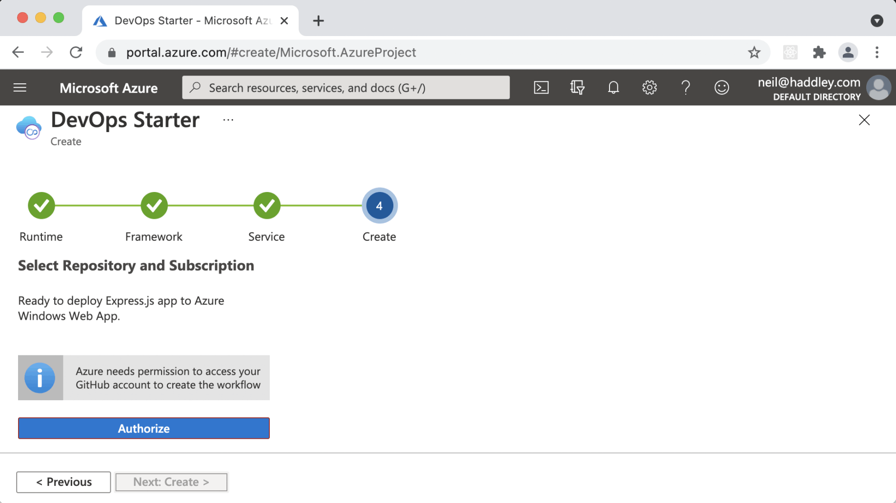 Enter GitHub credentials