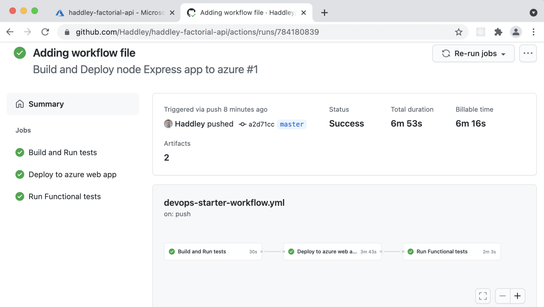 GitHub Actions workflow complete