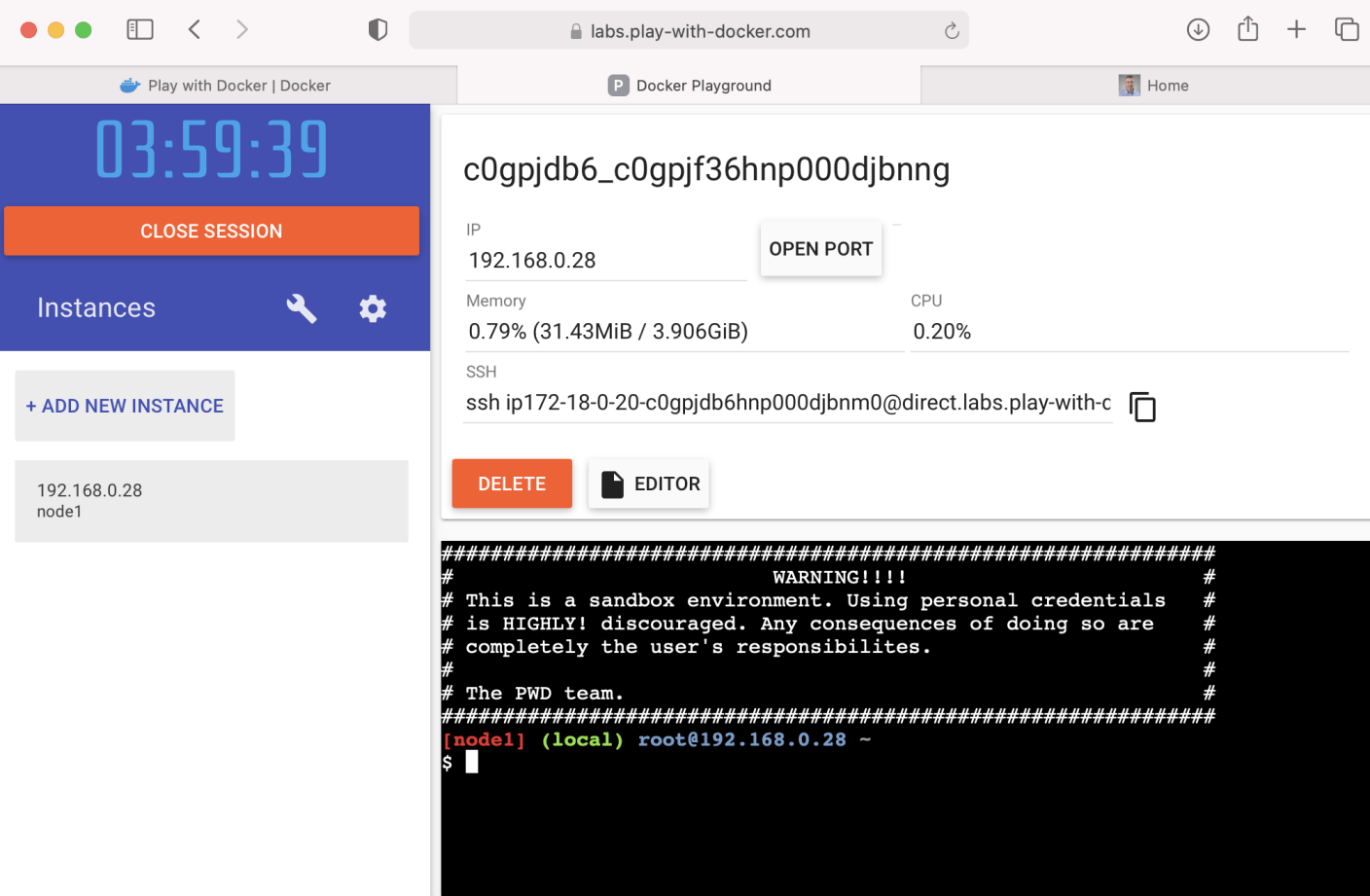 Adding an instance