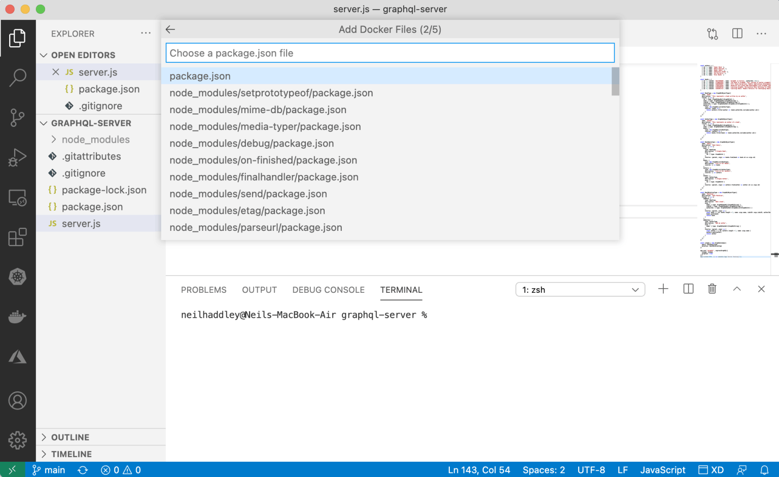 Select the project's package.json file