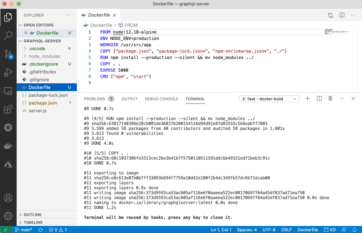 Image built and uploaded to Docker Desktop