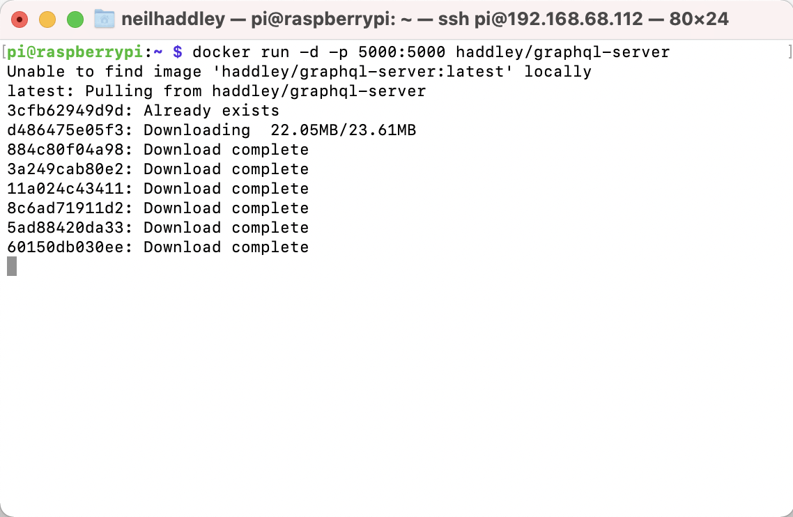 docker run the haddley/graphql-server image
