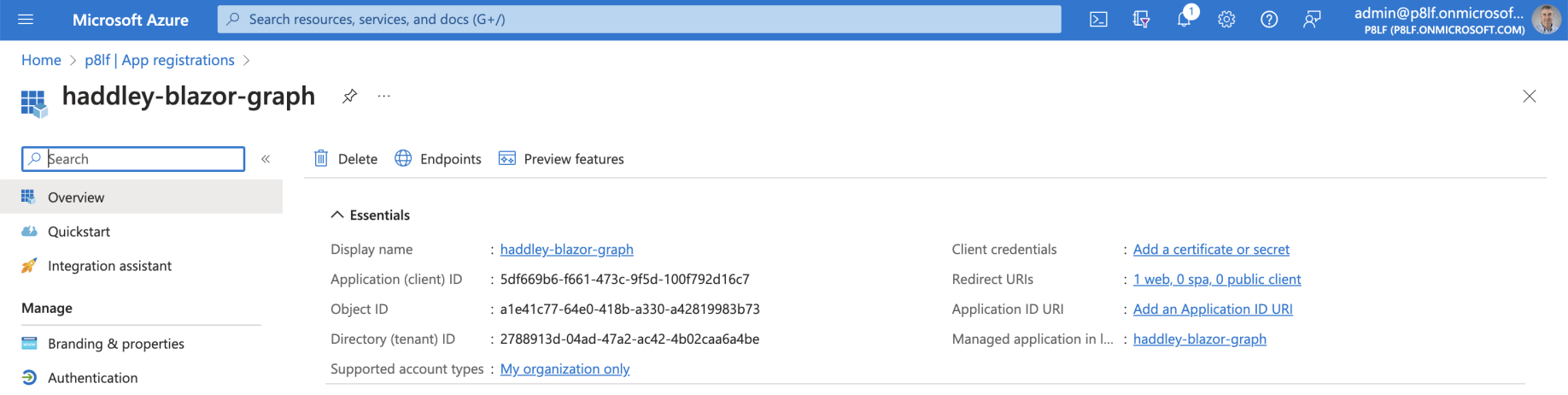 App registration created