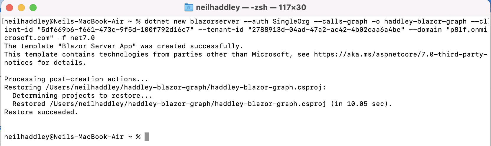 dotnet new blazorserver ...
