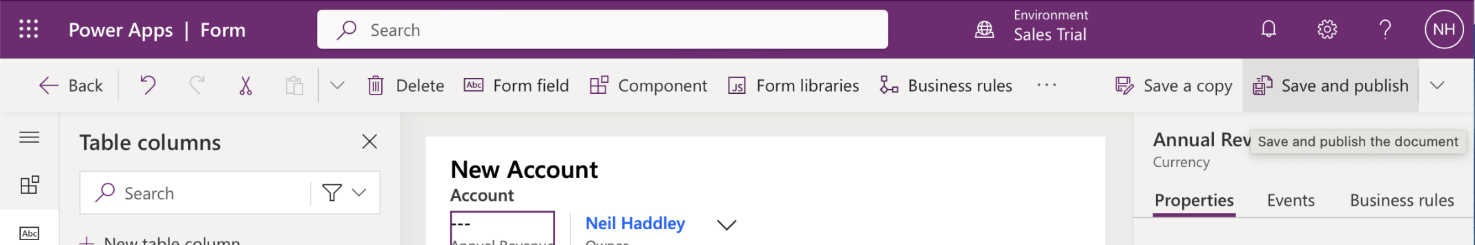 I saved and published the changes