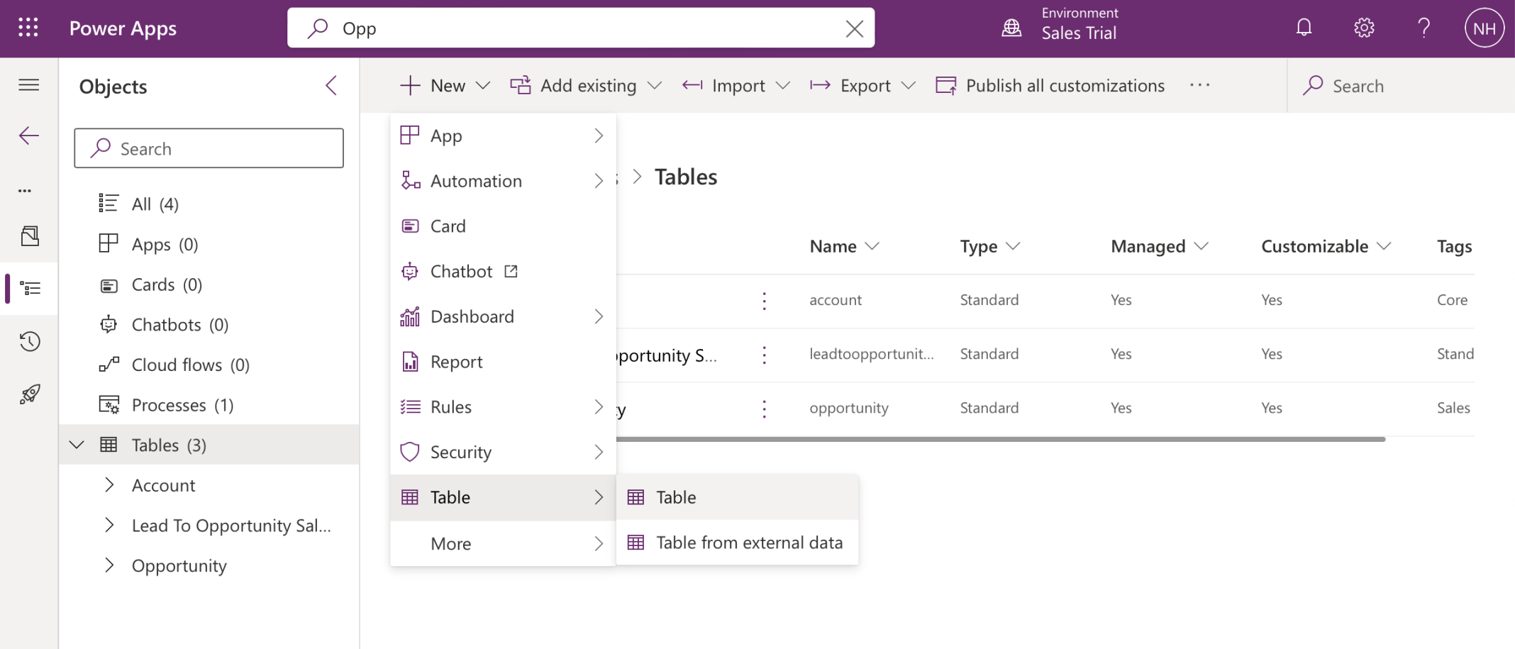 I wanted to add a new table