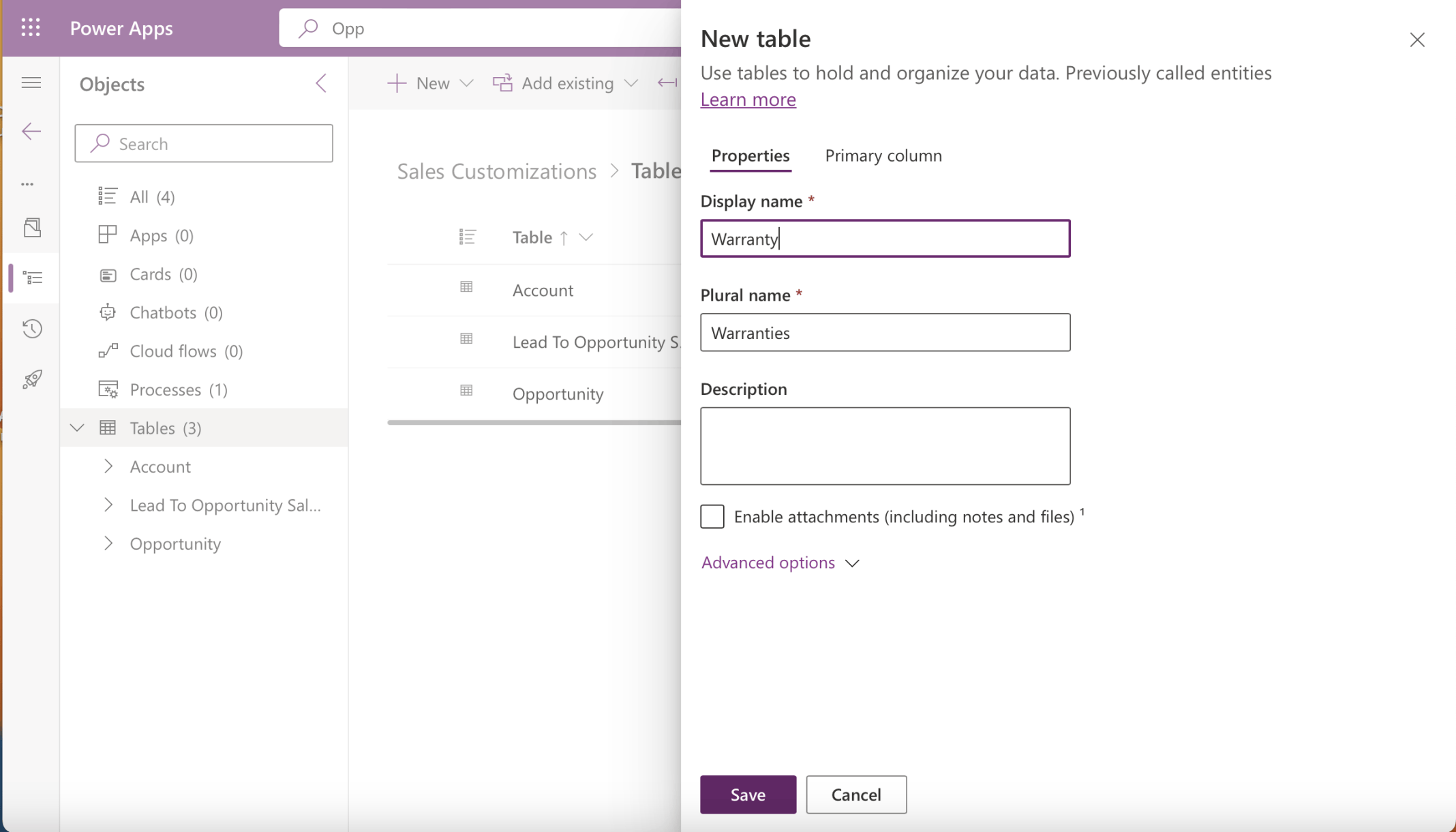 I added a Warranty table