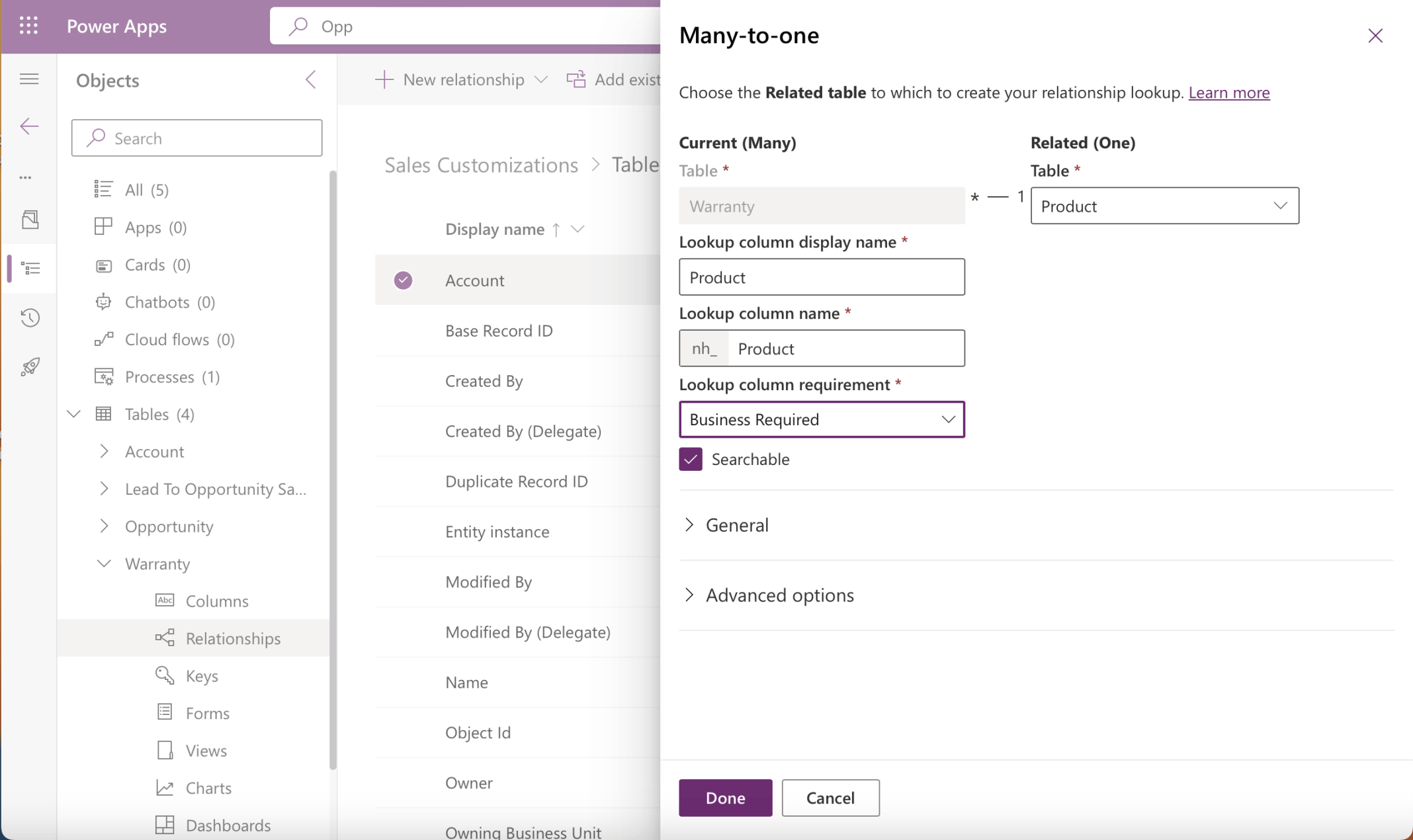 I added a Many-to-one relationship (Column) for Product (record)