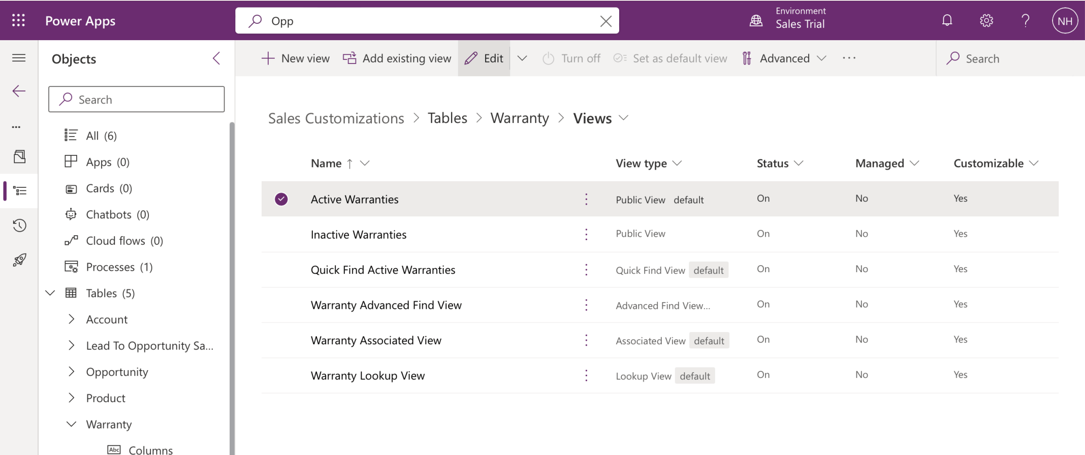 I updated the Active Warranties view