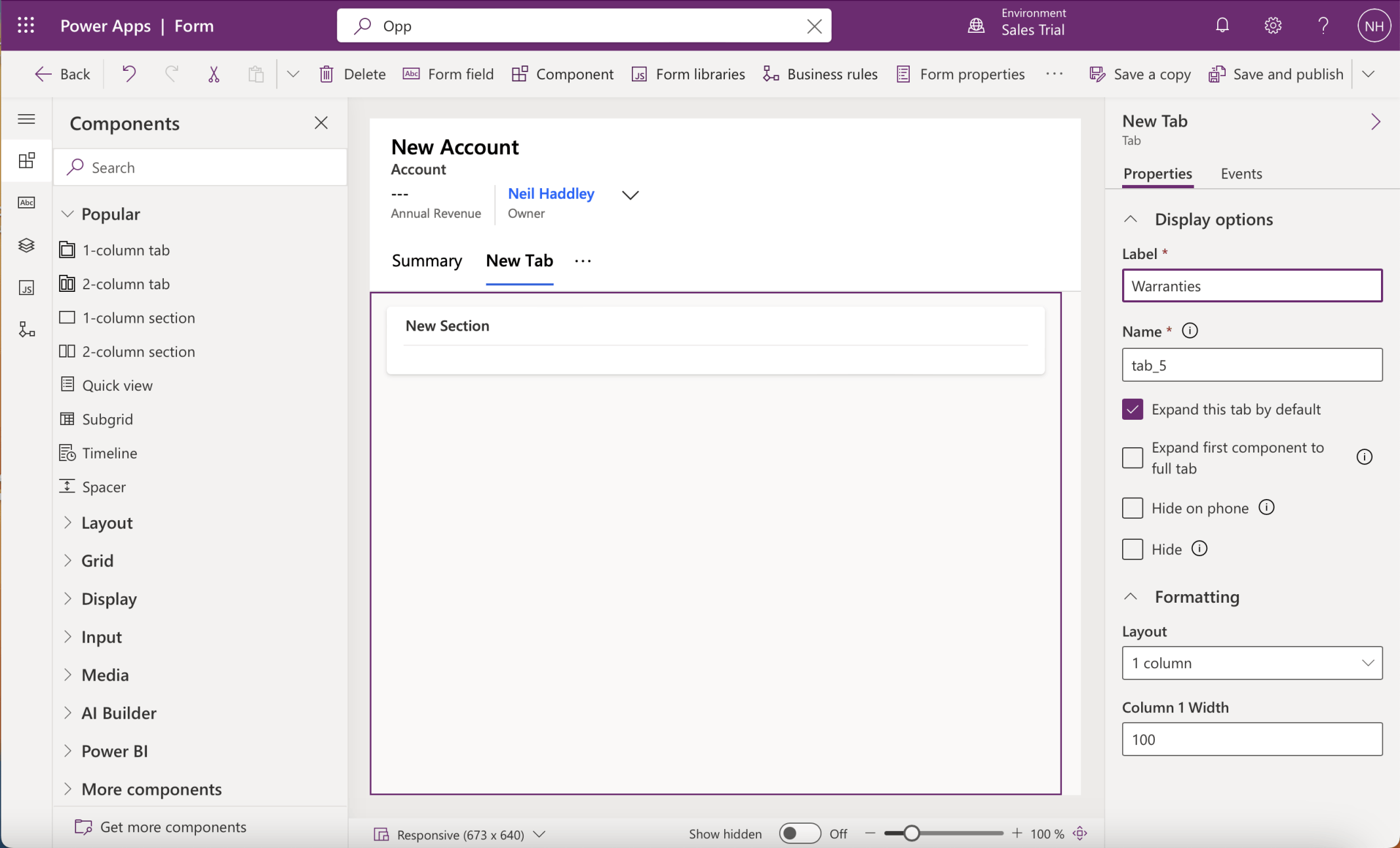 I renamed the new tab "Warranties"