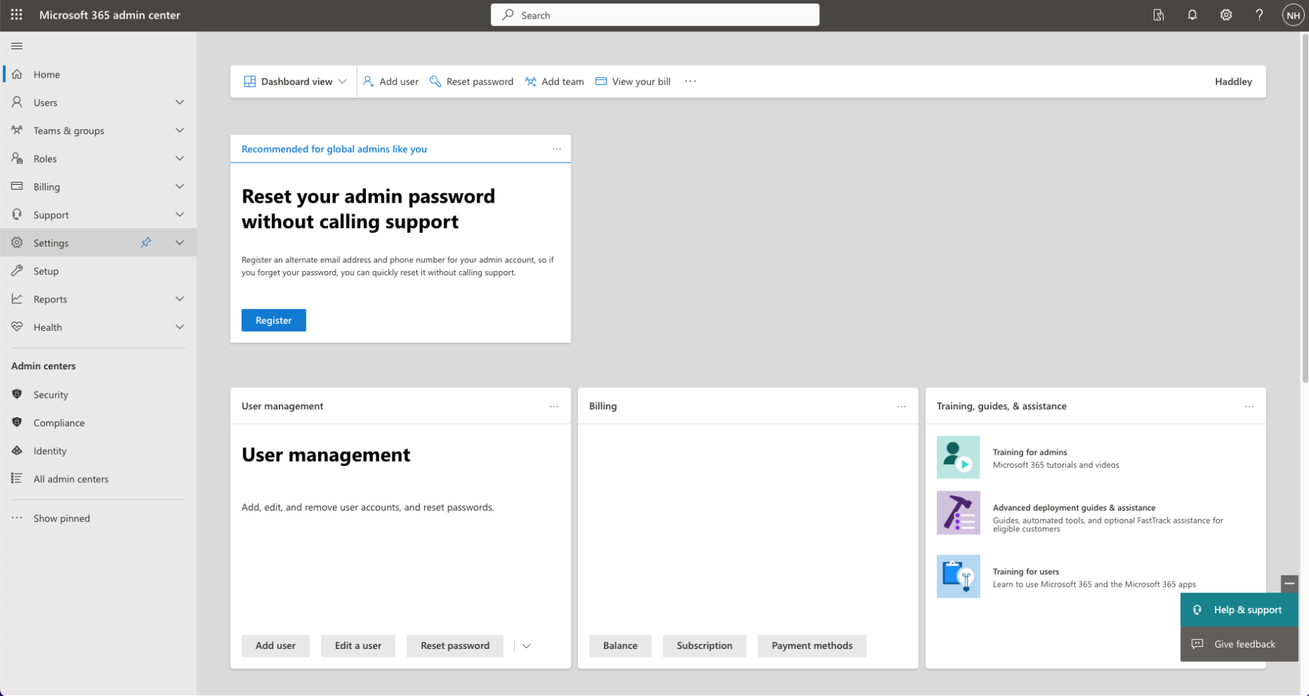 I navigated to https://admin.microsoft.com/