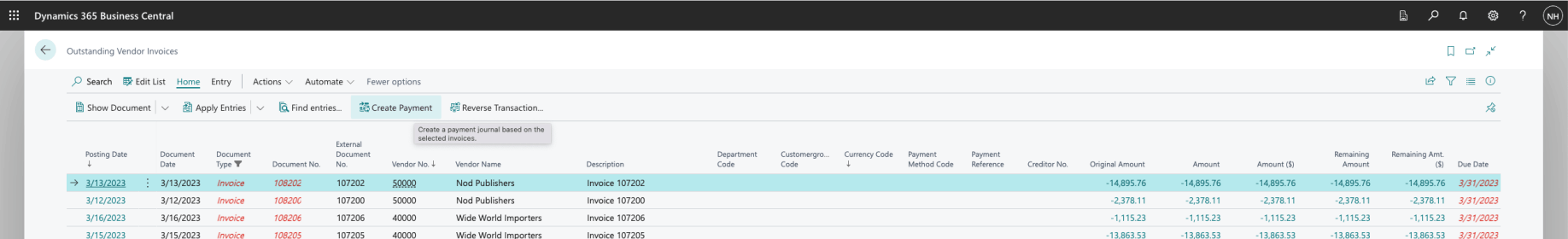 I created a payment for the $14,895 Nod Publishers Invoice