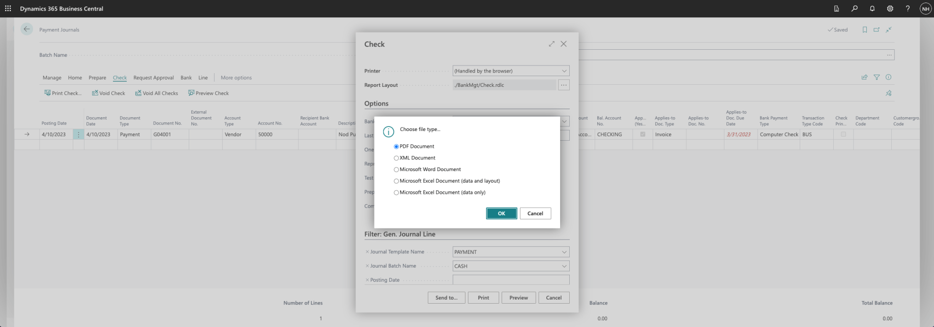 I selected the PDF Document option