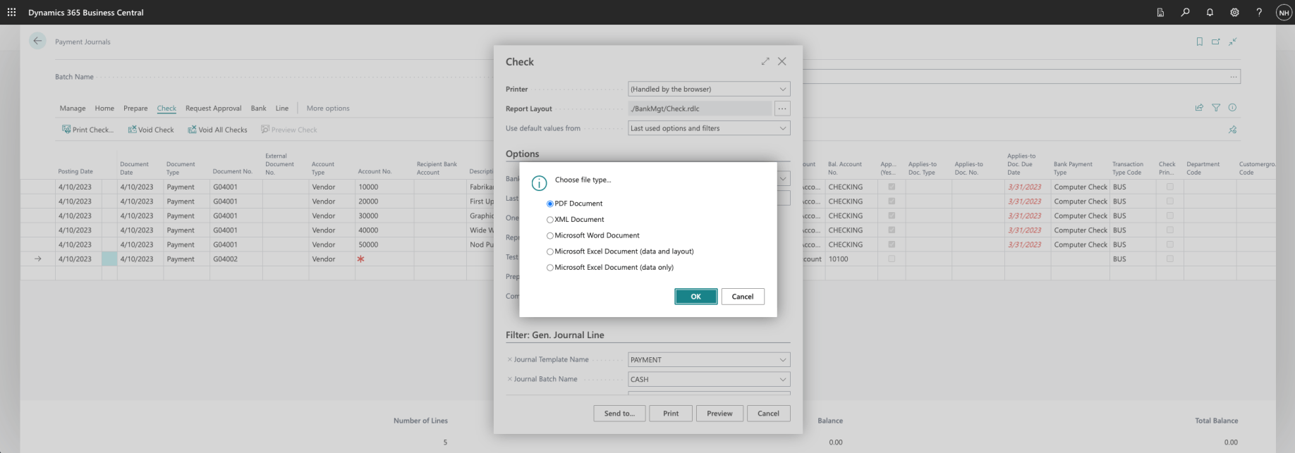 I selected the PDF Document option