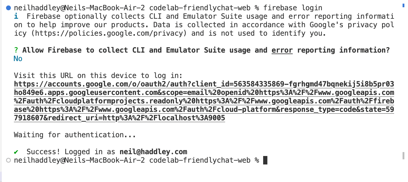 firebase login