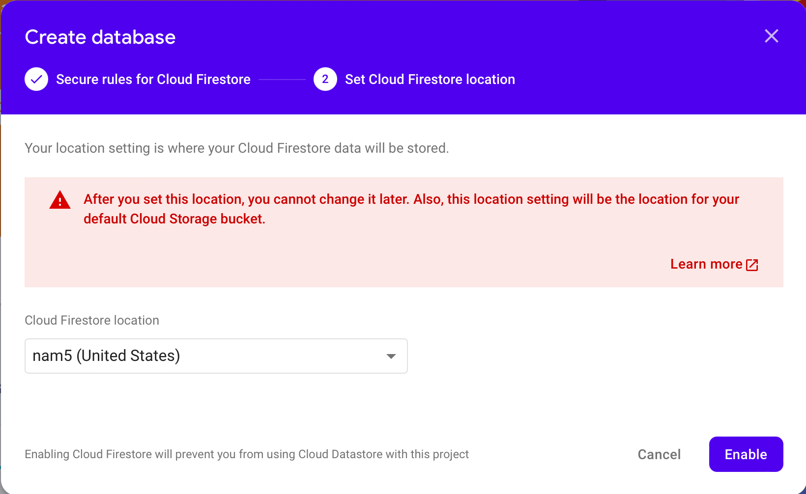 I selected location and clicked the Enable button