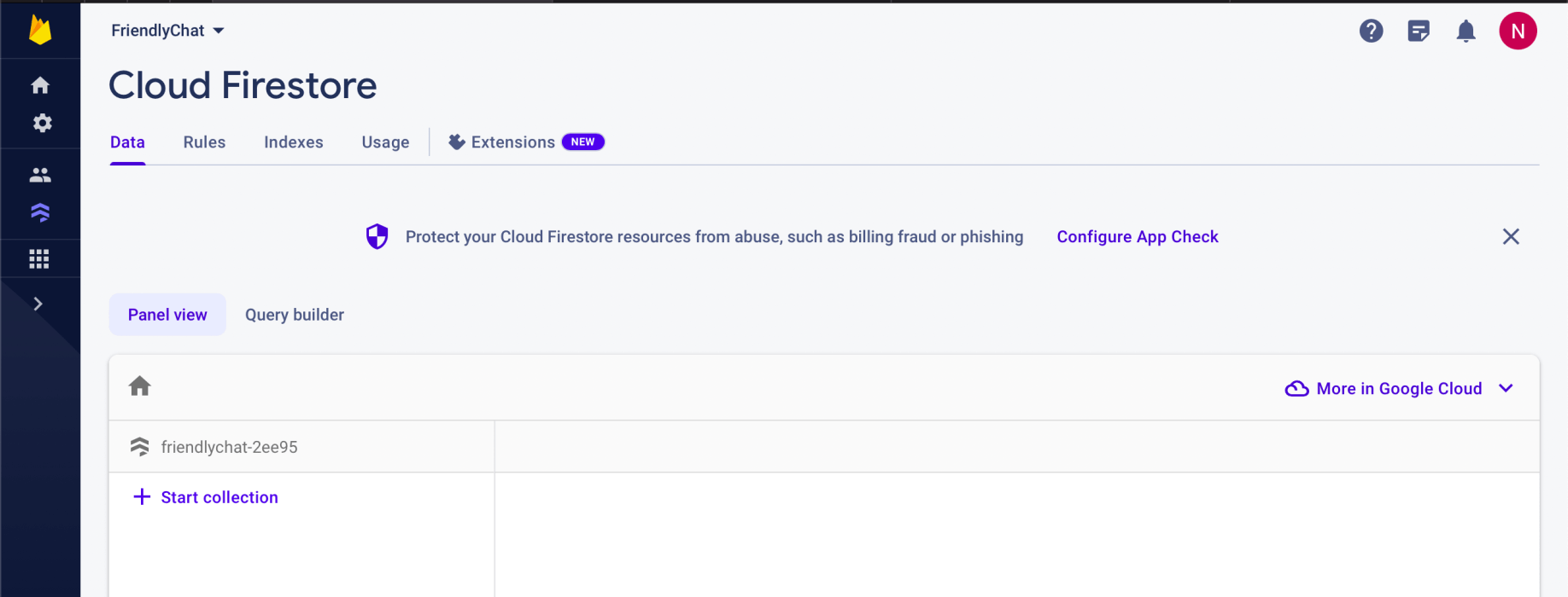 Firestore database has been created