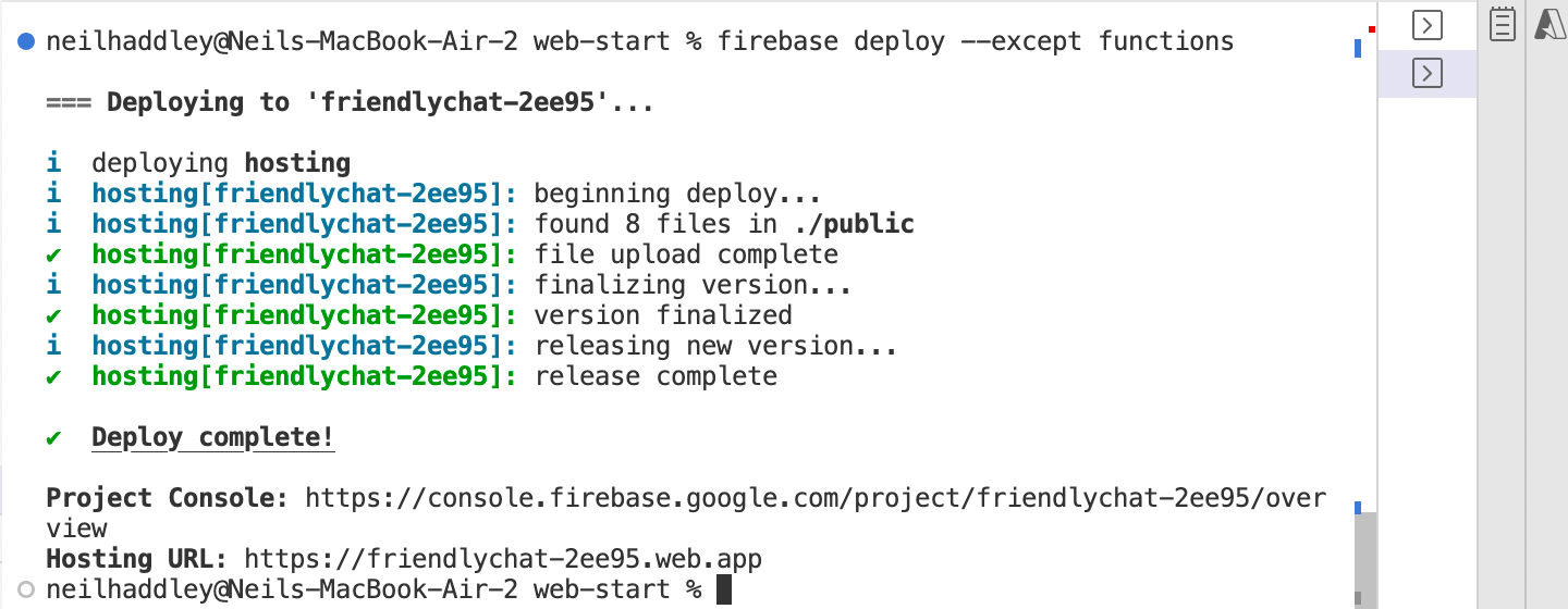 firebase deploy --except functions