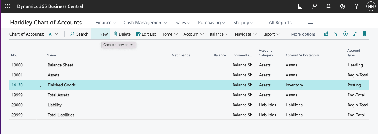 I clicked + New to add another entity