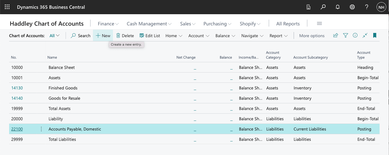 I clicked + New to add another entity