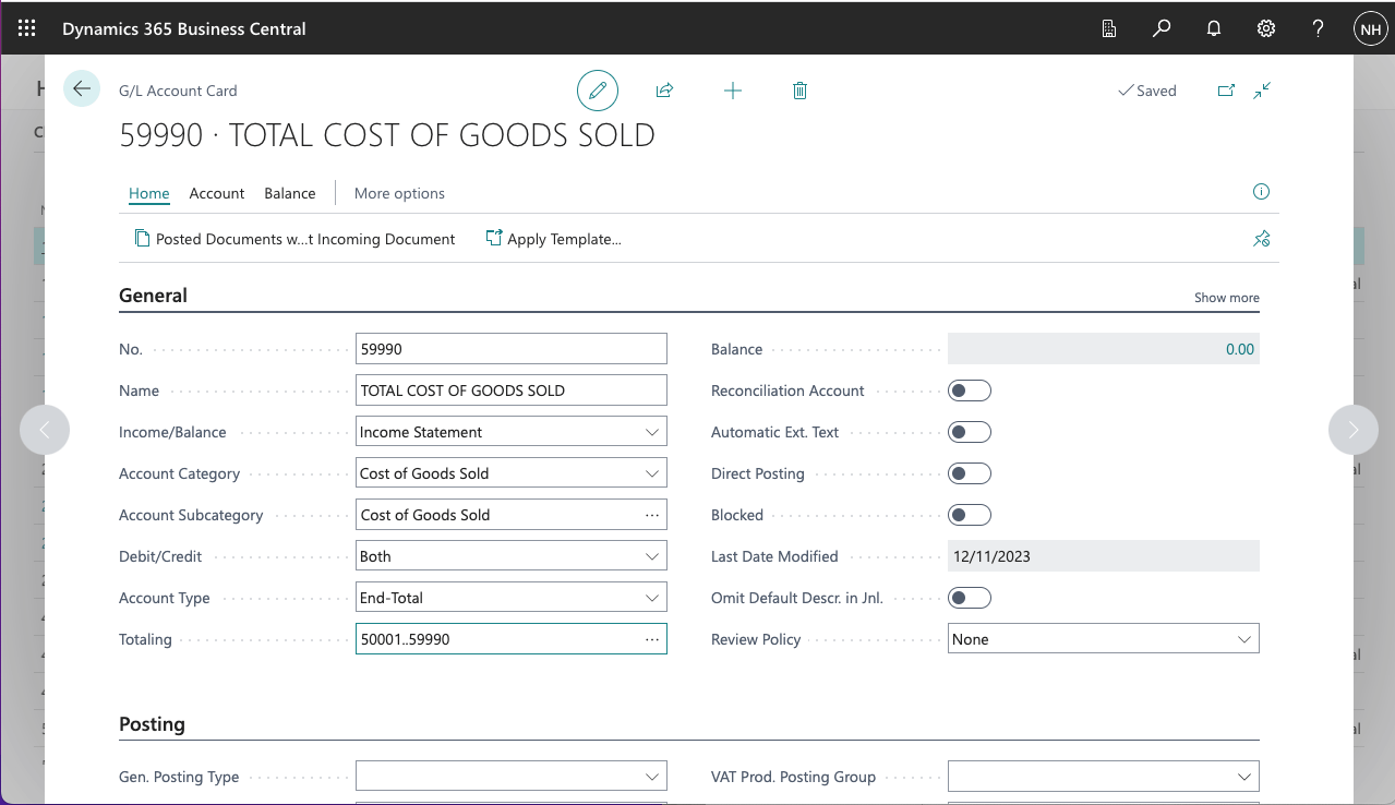 I added a Total Cost of Goods Sold End-Total