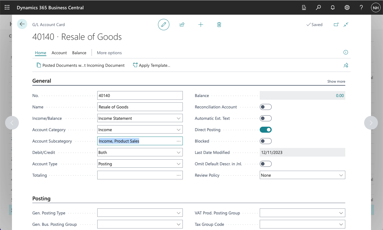 I added a Resale of Goods Income account