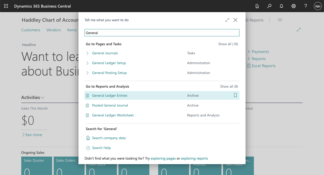I used search to navigate to the General Ledger Entries (Archive)