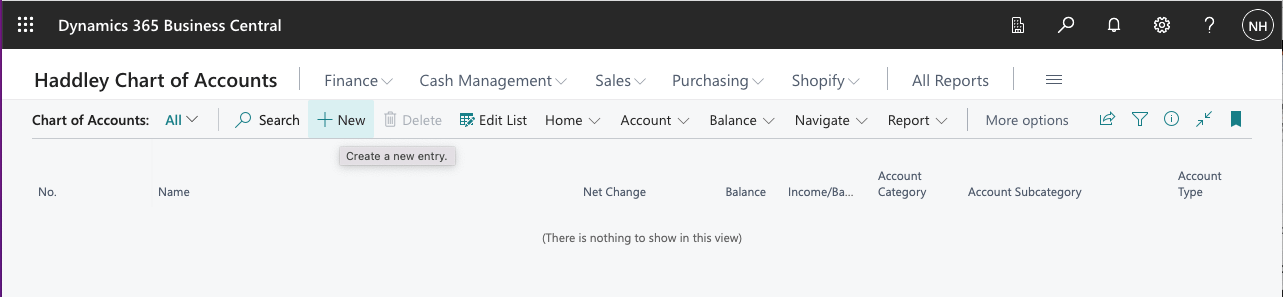 I added an account (entity)