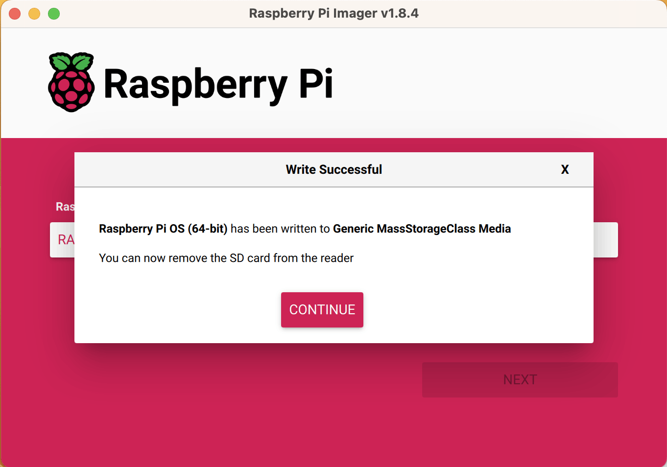 SD card was moved from Macbook to Raspberry Pi